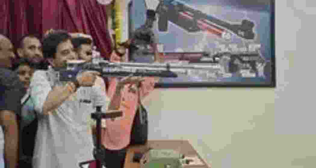 Union minister of communication  Jyotiraditya Scindia at the launch of the shooting range in Gwalior.