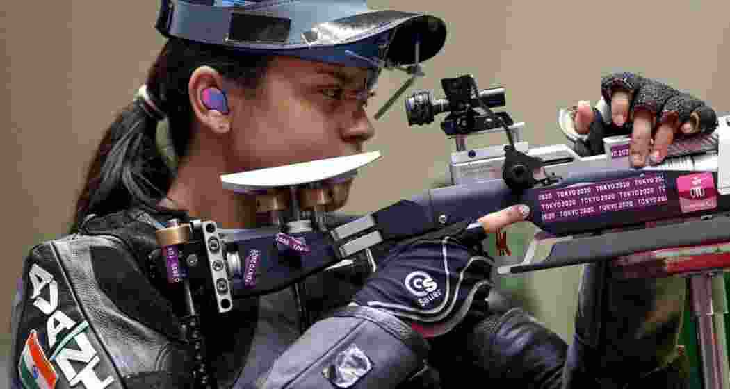 Indian Para Shooter Avani Lekhara at her 50m air rifle 3 position event at Paralympics. 