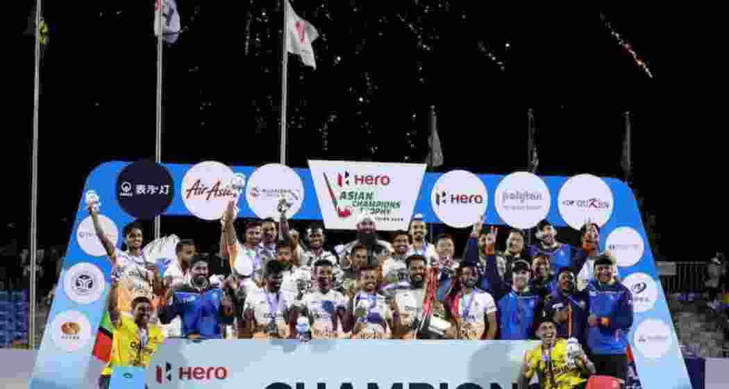 Indian hockey team after winning the fifth ACT final. 