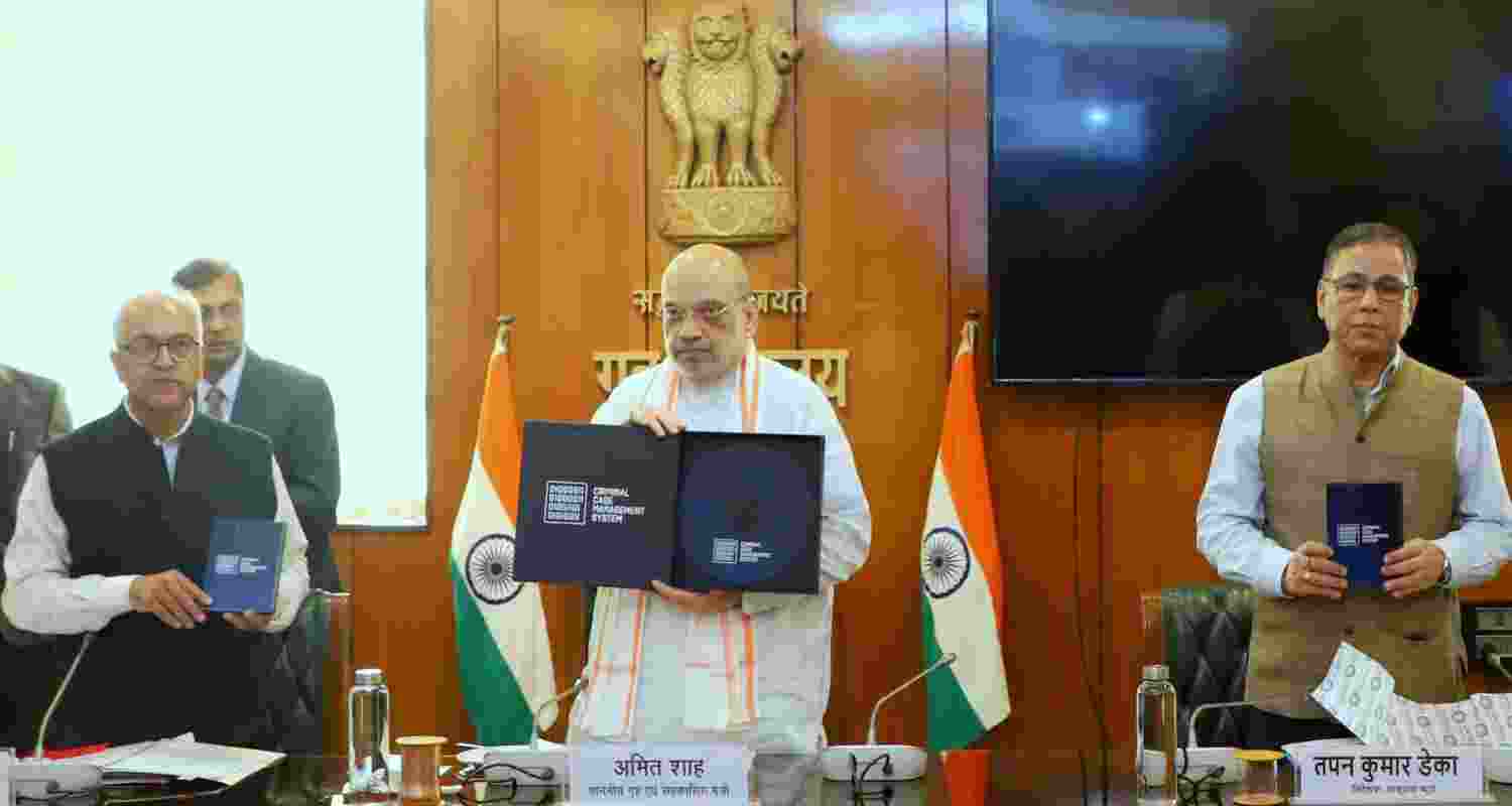 Union Home Minister Amit Shah as he Launches App 'Sankalan'. Image X.