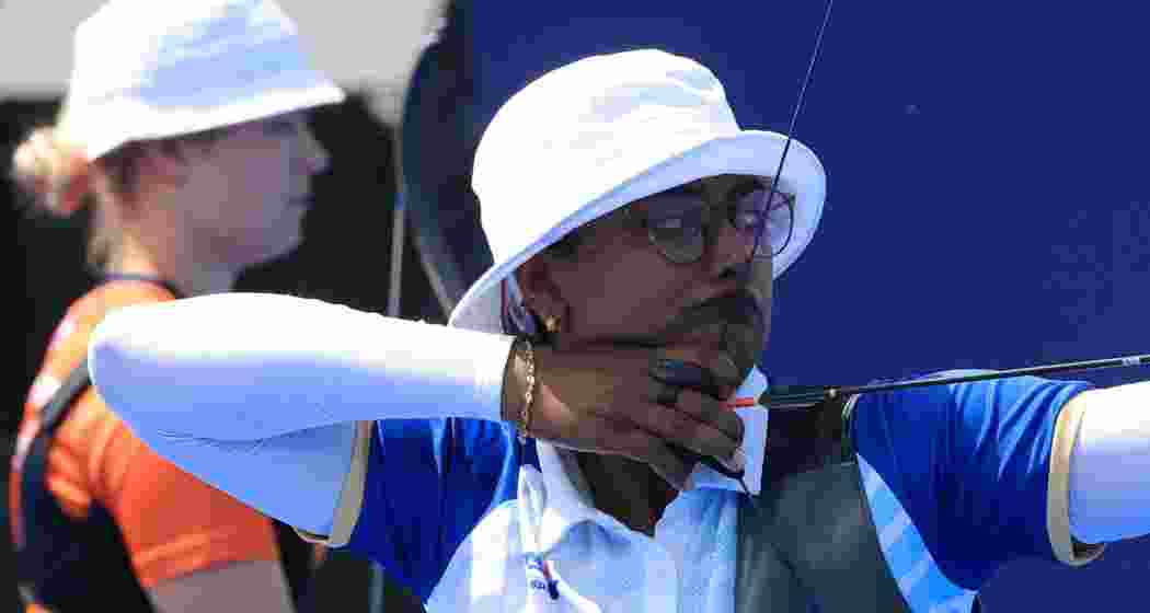 Deepika Kumari in action in quarterfinals at Paris Olympics. 