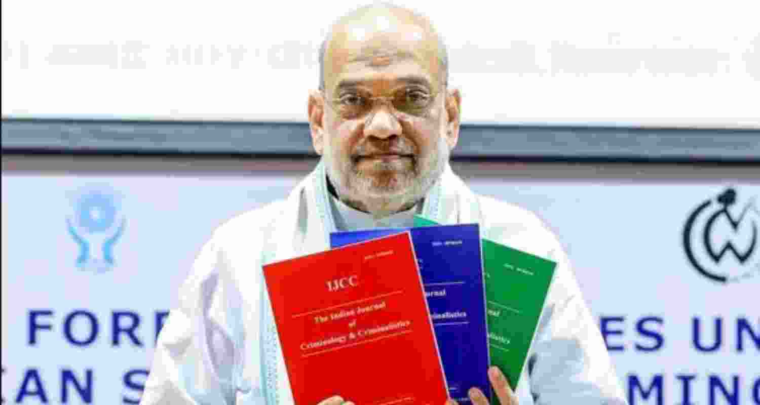 Union home minister Amit Shah while inauguration of the 5th Criminology conference. ( Image X )