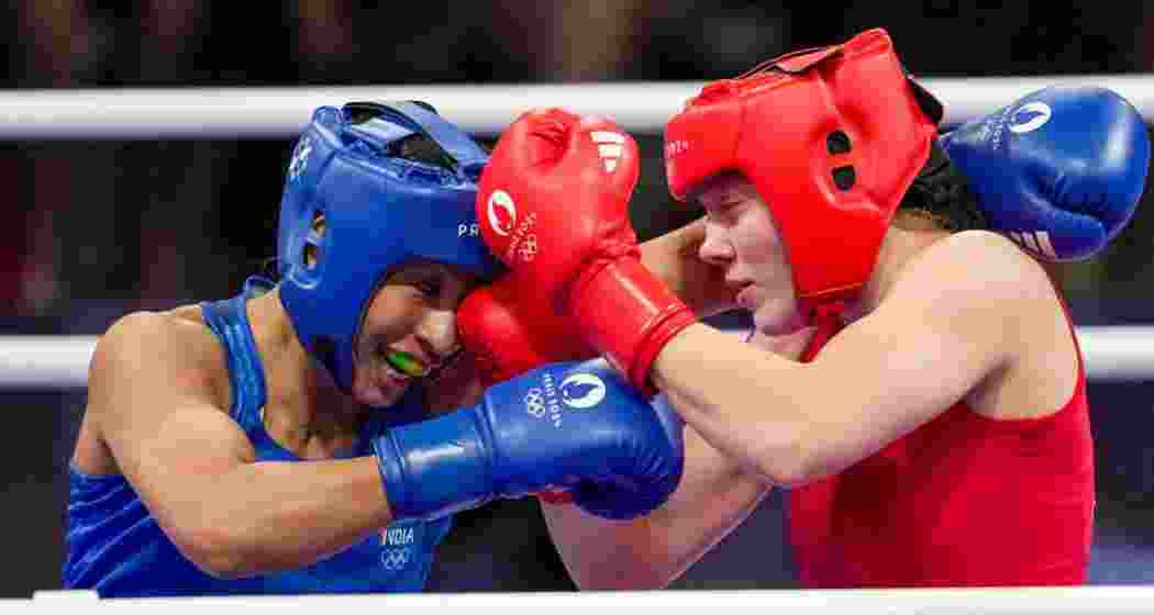 Paris: India's Lovlina Borgohain (in blue) and Norway's Sunniva Hofstad during their women's 75kg Round of 16 boxing match at the 2024 Summer Olympics, in Paris, France, Wednesday.