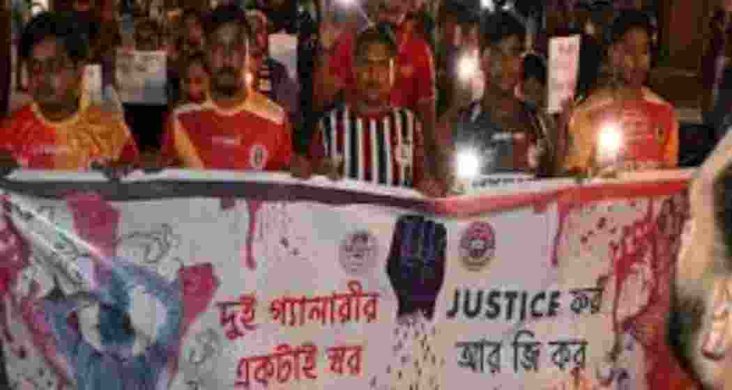 Supporters of arch-rivals East Bengal, Mohun Bagan gathered to Protest RG Kar rape case.