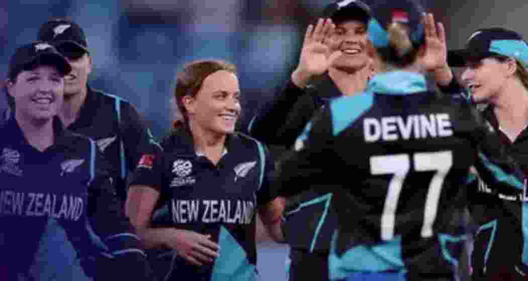 New Zealand women's cricket team after winning their final group fixture against Pakistan. ICC Photo.