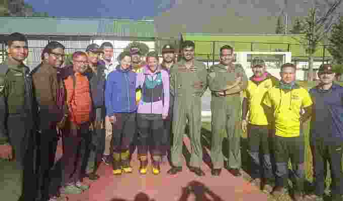  Two IAF helicopters began a search operation to trace the stranded women on Friday.  Mountaineering-trained State Disaster Response Force personnel joined them on Saturday to assist in the rescue work.. 