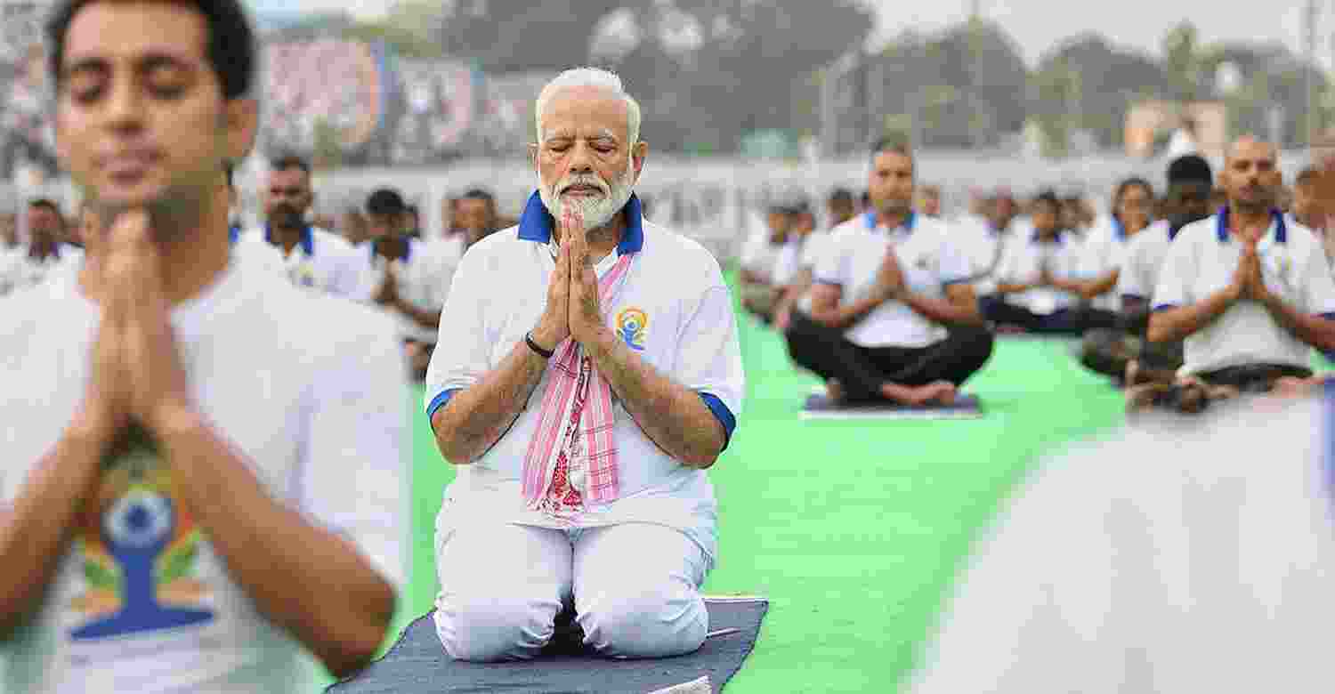 PM Modi during a previous Yoga Day celebration.