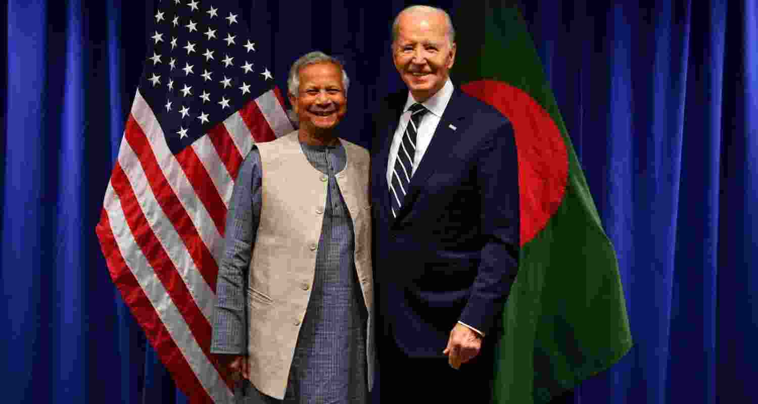 Mohammad Yunus, the Chief Advisor of the Bangladesh government, with US president Joe Biden. 