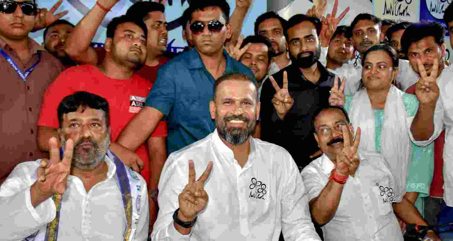 TMC candidate Yusuf Pathan campaigns in Berhampore.
