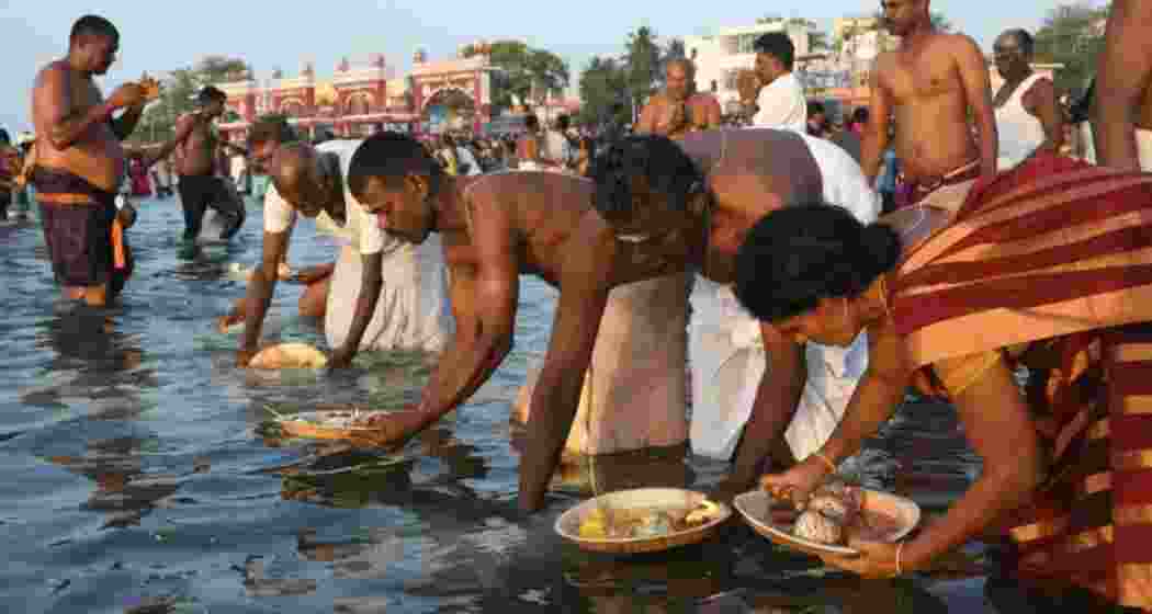 Devotees gather at the banks of the Kaveri River on Thursday seeking blessings and prosperity through sacred Tamil rituals.