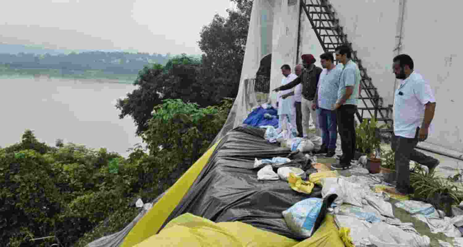 The IIT Ropar team during an inspection of landslide-prone areas near Nangal Dam.