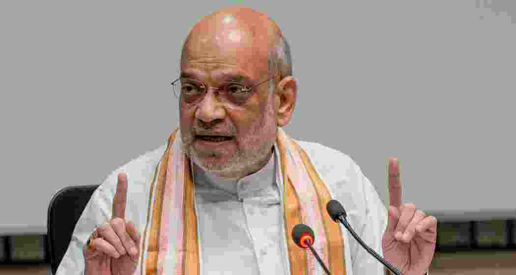 Union Home Minister Amit Shah addresses mediapersons.