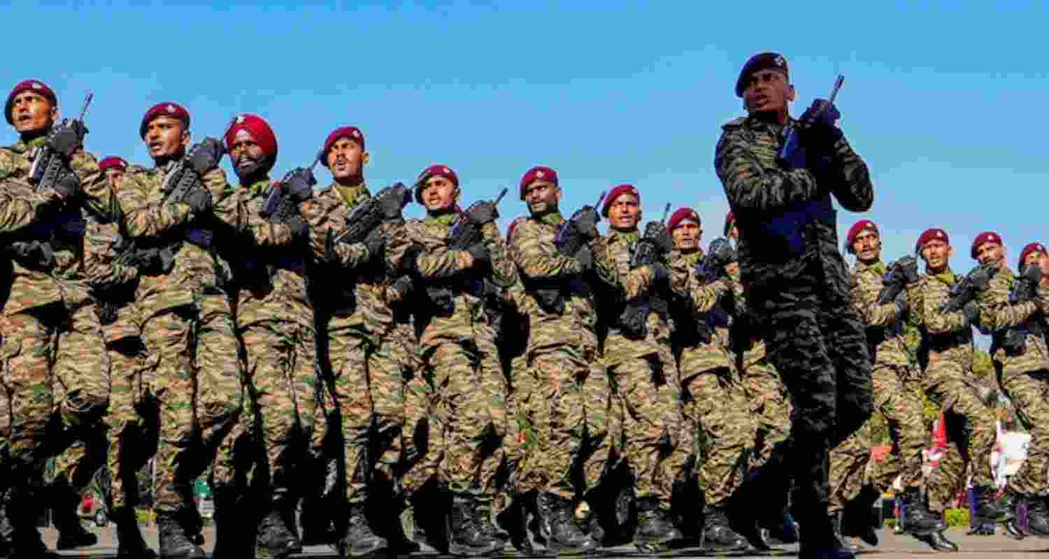 Special Forces commandos march past during the 75th Army Day celebrations in Bengaluru, Karnataka. 