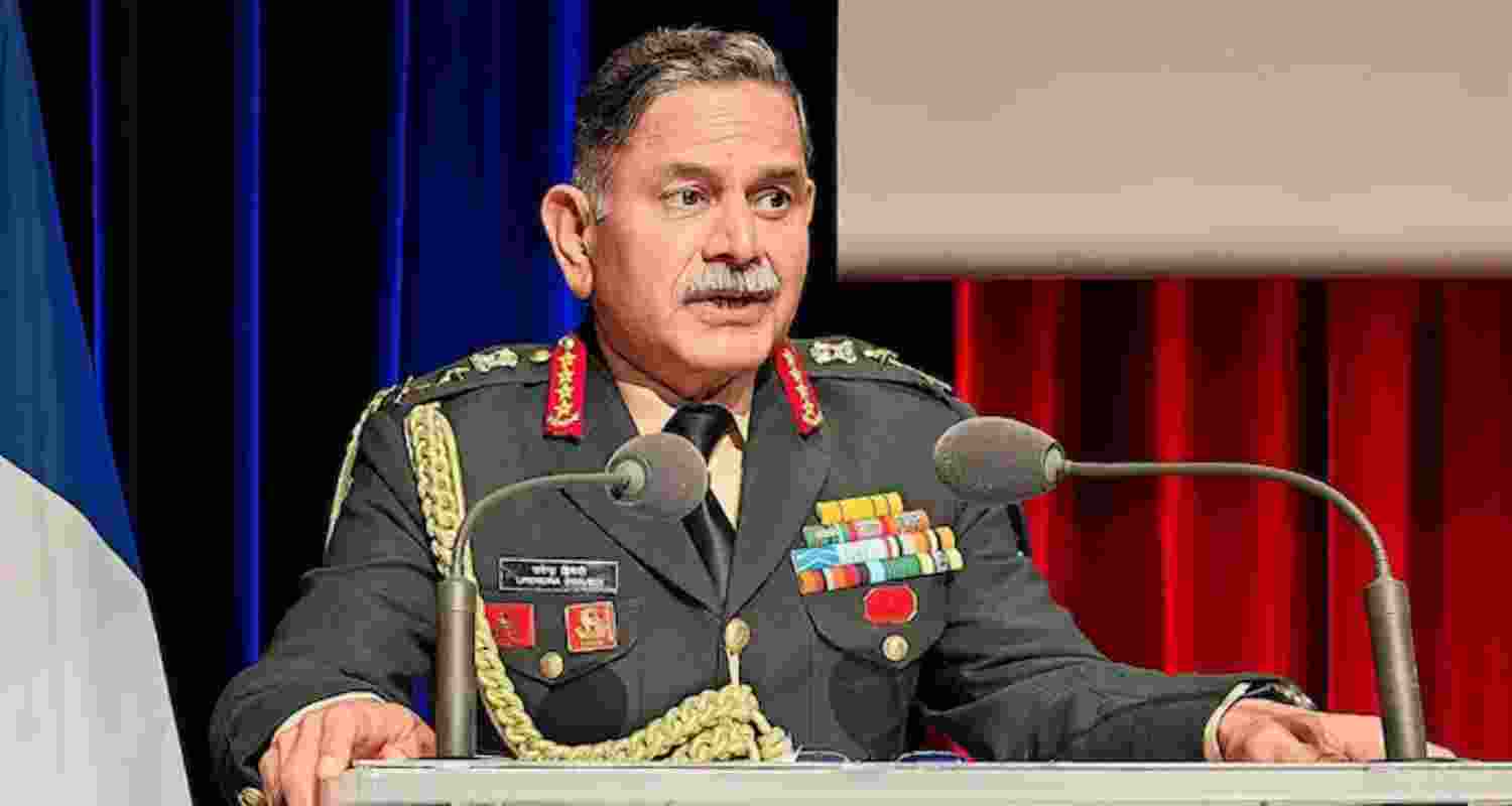 Chief of Army Staff (COAS) General Upendra Dwivedi addresses the gathering at IIT Madras, in Chennai, Sunday.