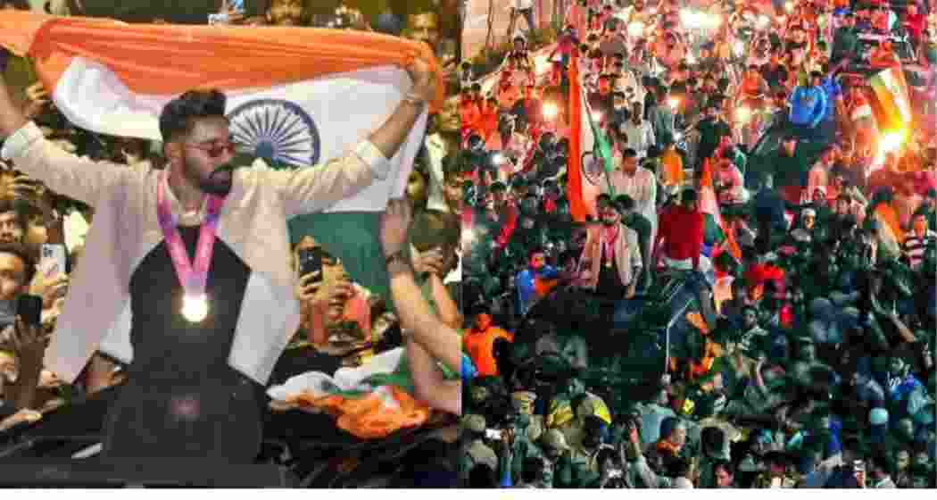 India pacer Mohammed Siraj arrived to a grand reception in Hyderabad on Wednesday.