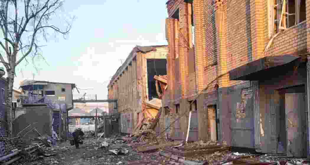 Prison buildings damaged in a Russian airstrike in Zaporizhzhia, Ukraine.