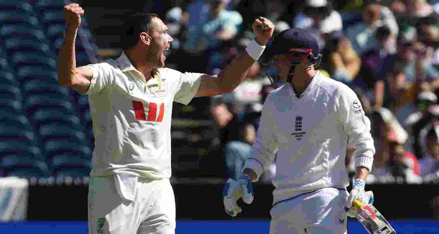 Australia's Scott Boland successfully appeals for an lbw on the first day of the fourth Ashes Test match in Melbourne on Friday.