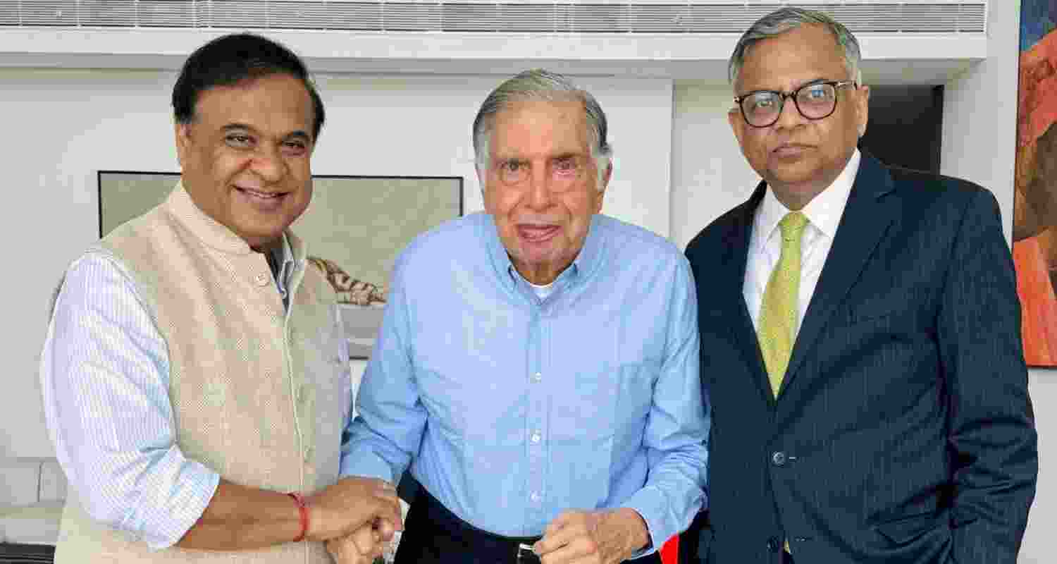 Assam Chief Minister Himanta Biswa Sarma and Indian industrialist Ratan Tata. 