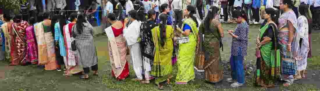 Women, who outnumber male voters anyway in all five seats, were seen queuing up at polling stations from 5 am. Most of them said they wanted to cast their vote early so that they could return home and continue with their daily chores