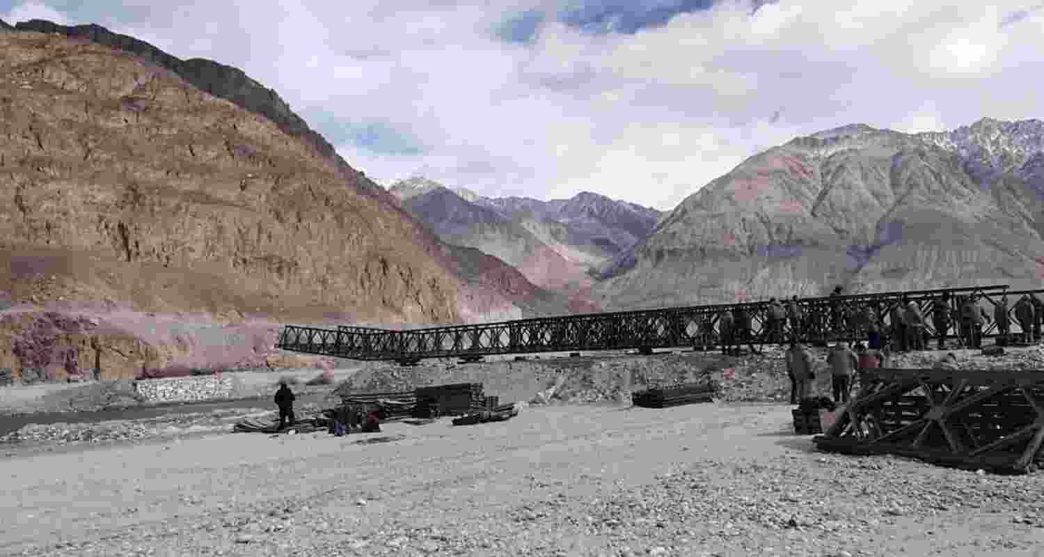 The bailey bridge constructed by the Indian Army. Image via X.