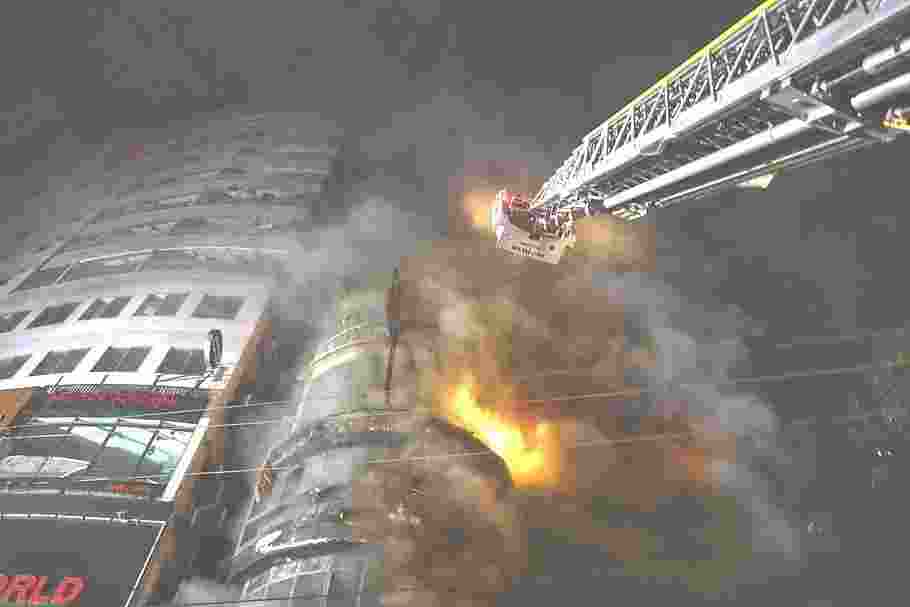 Fire in mall.