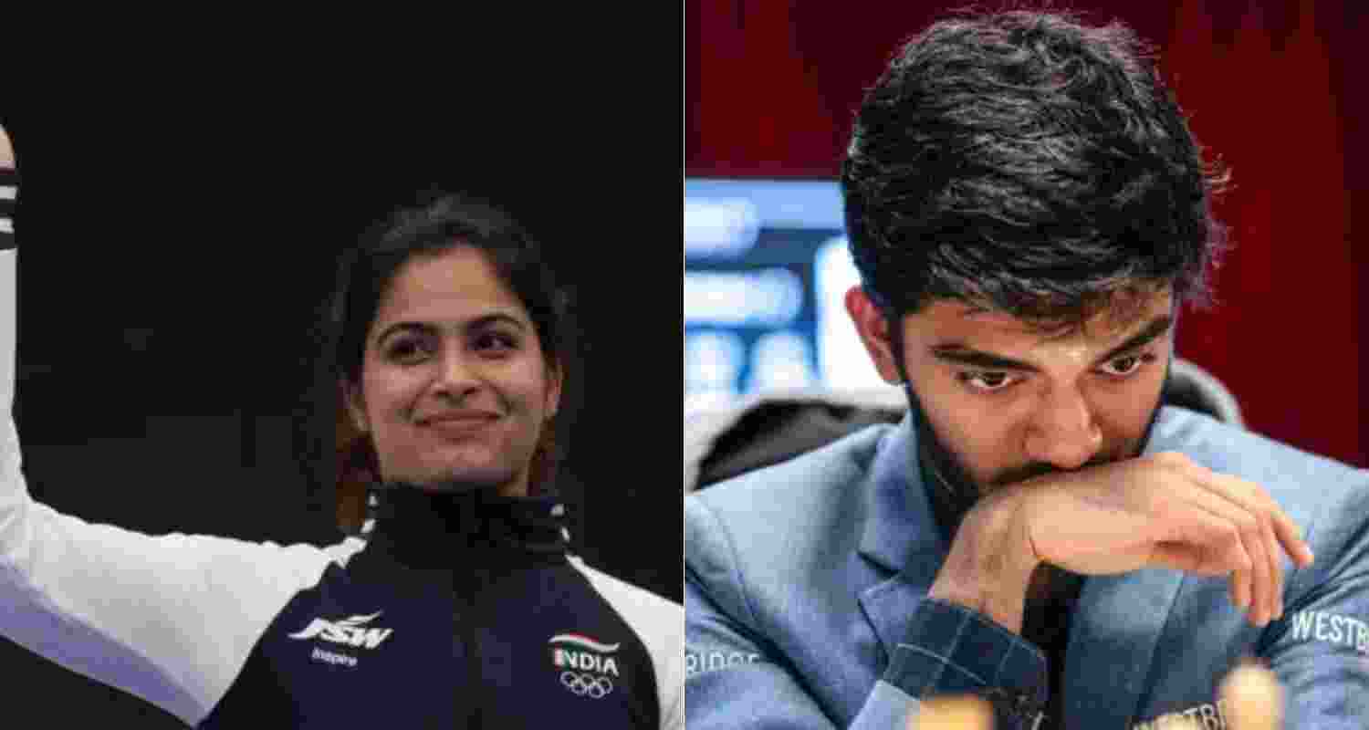 Manu Bhaker and (right) D Gukesh were among four winners of the Khel Ratna award last year.