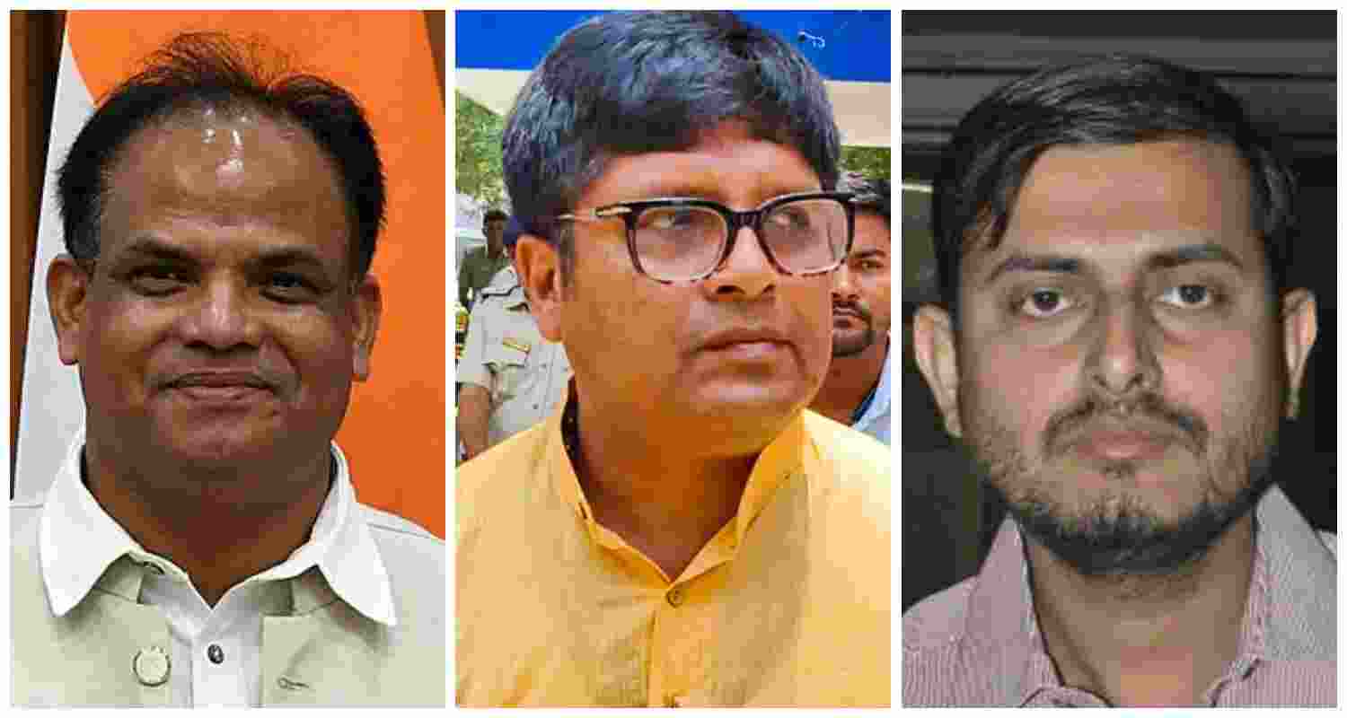BJP leaders John Barla, Debashis Dhar and Shankudev Panda. 