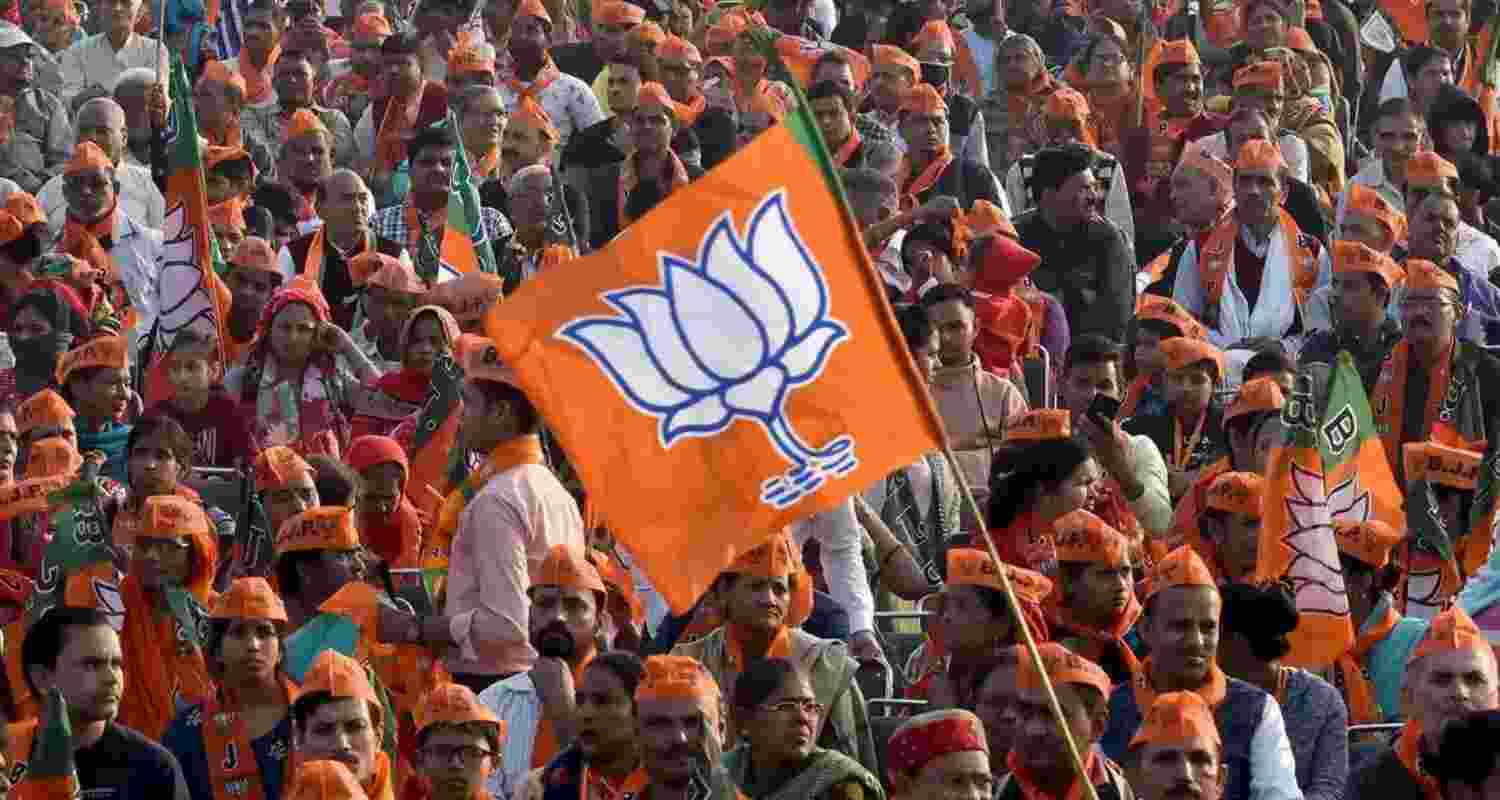 Image of BJP's flag. 