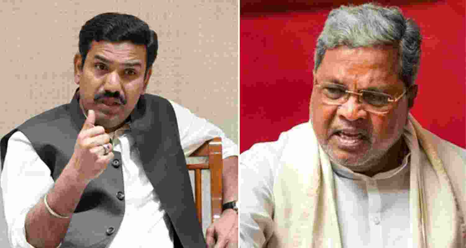 State BJP president B Y Vijayendra, Karnataka Chief Minister Siddaramaiah. 