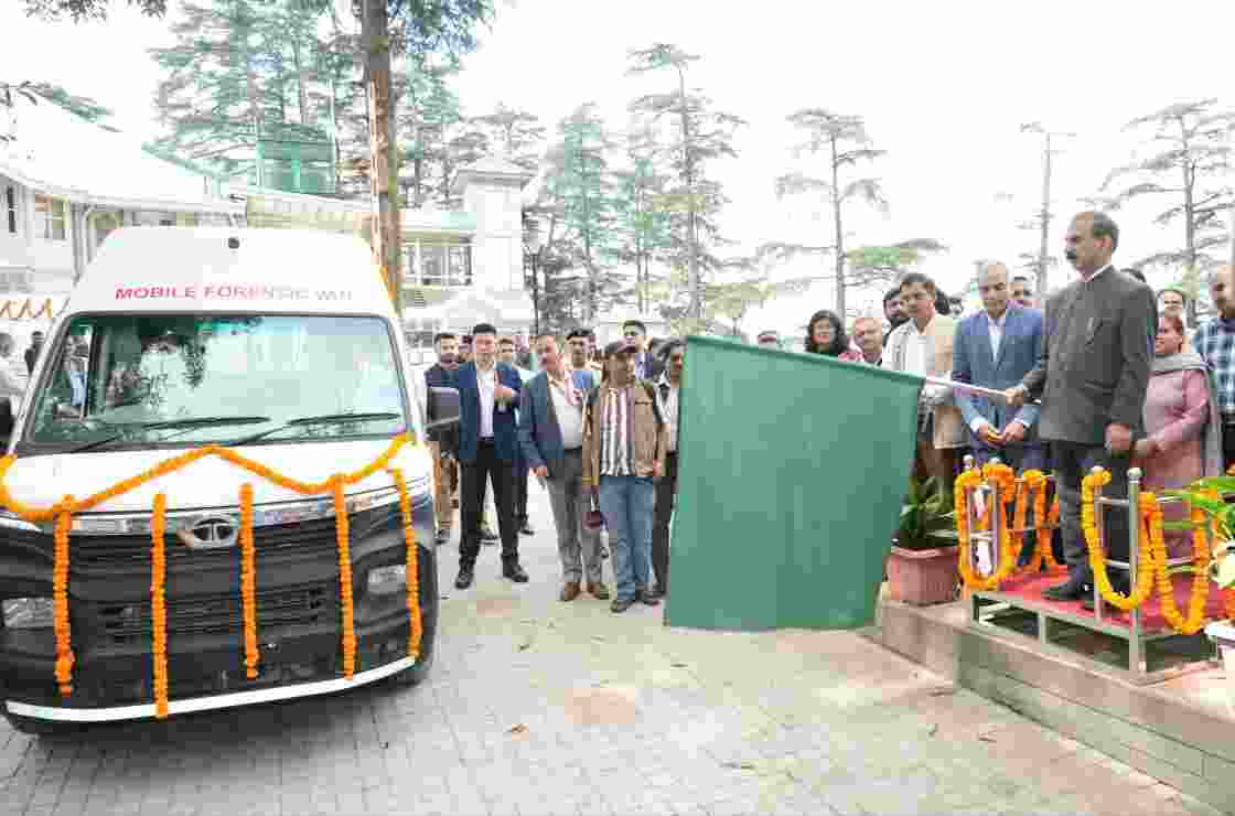 Himachal Pradesh Chief Minister Thakur Sukhvinder Singh Sukhu flags off six mobile forensic vans in Shimla.