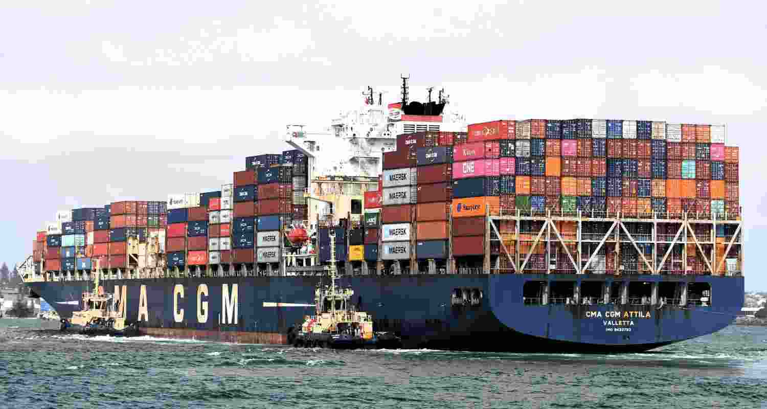 Image of the CMA CGM Attila, a Chinese freighter en route to Pakistan,
