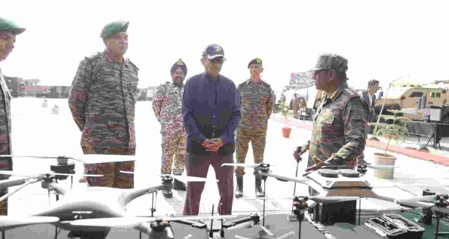 Defence Secretary Rajesh Kumar Singh visited forward areas in Bhuj, reviewed joint surveillance, Exercise TATRAKSHA, and new-generation weapon systems.