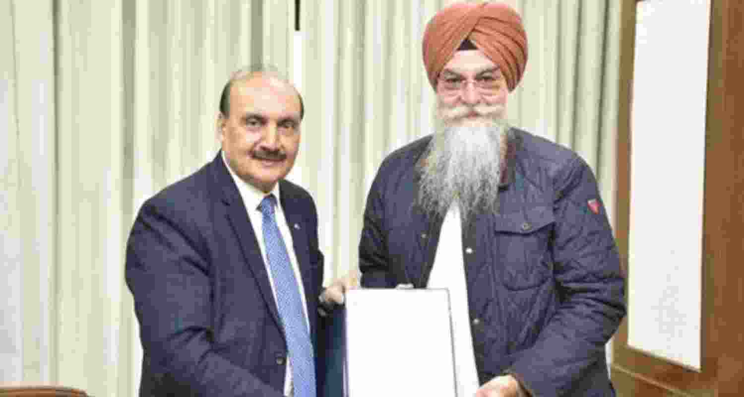 British Columbia Legislative Assembly Speaker Raj Chouhan with his Punjab counterpart, Kultar Singh Sandhwan, at the Punjab Vidhan Sabha in Chandigarh on Tuesday.