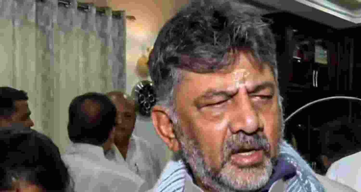 Karnataka Deputy Chief Minister DK Shivakumar speaks to media regarding the ongoing leadership issue in the state, in Bengaluru.