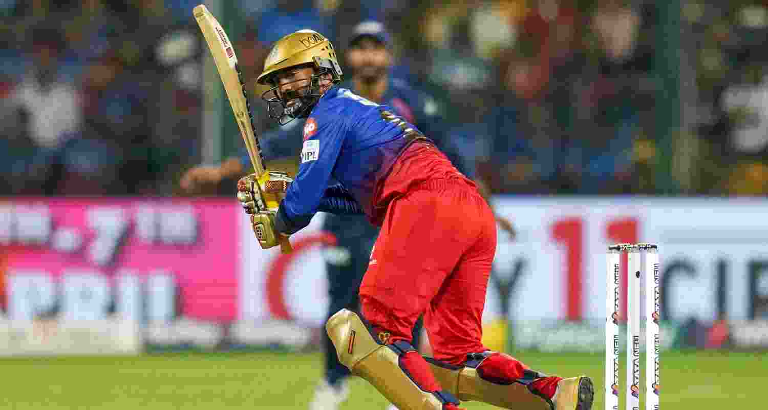 RCB batsman Dinesh Karthik at the M Chinnaswamy stadium in Bengaluru.