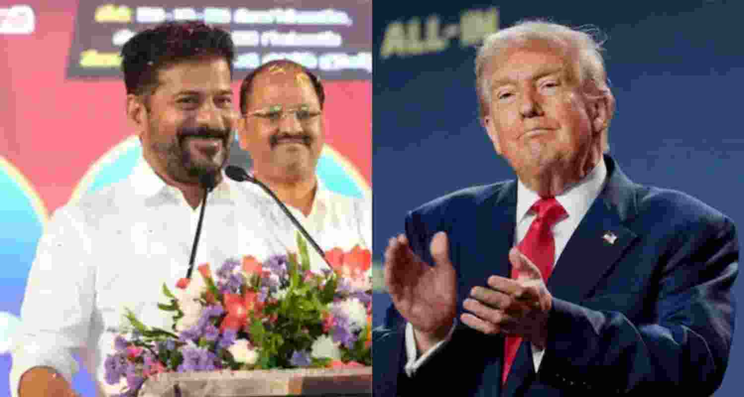 Telangana Chief Minister A Revanth Reddy (left) and US President Donald Trump.