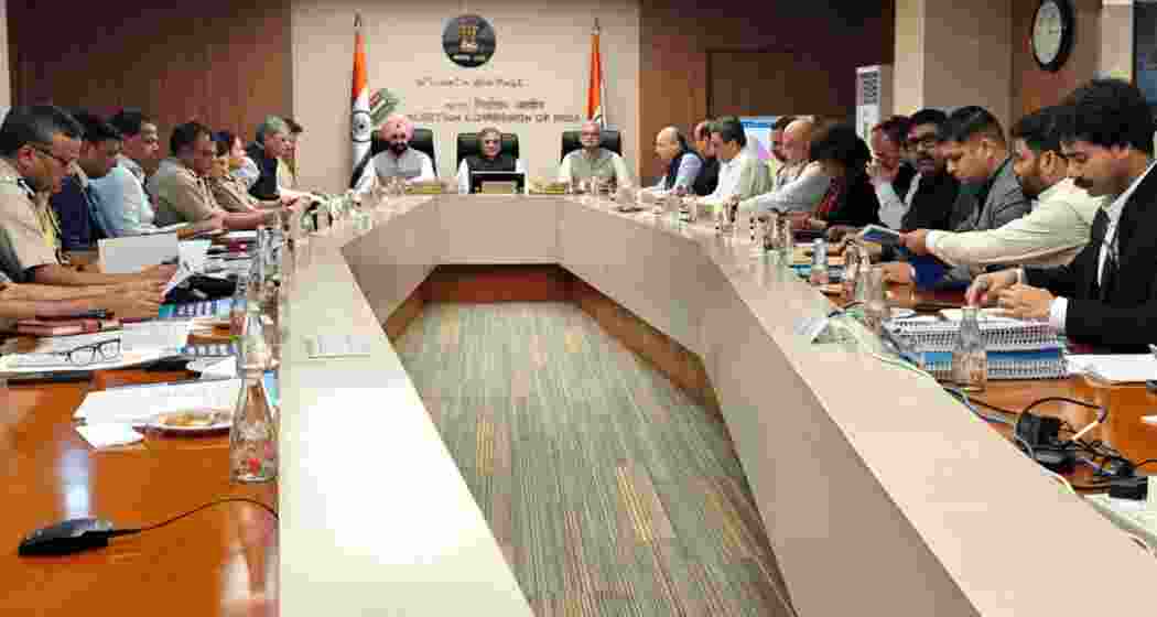 ECI officials meet in New Delhi to review poll preparedness.
