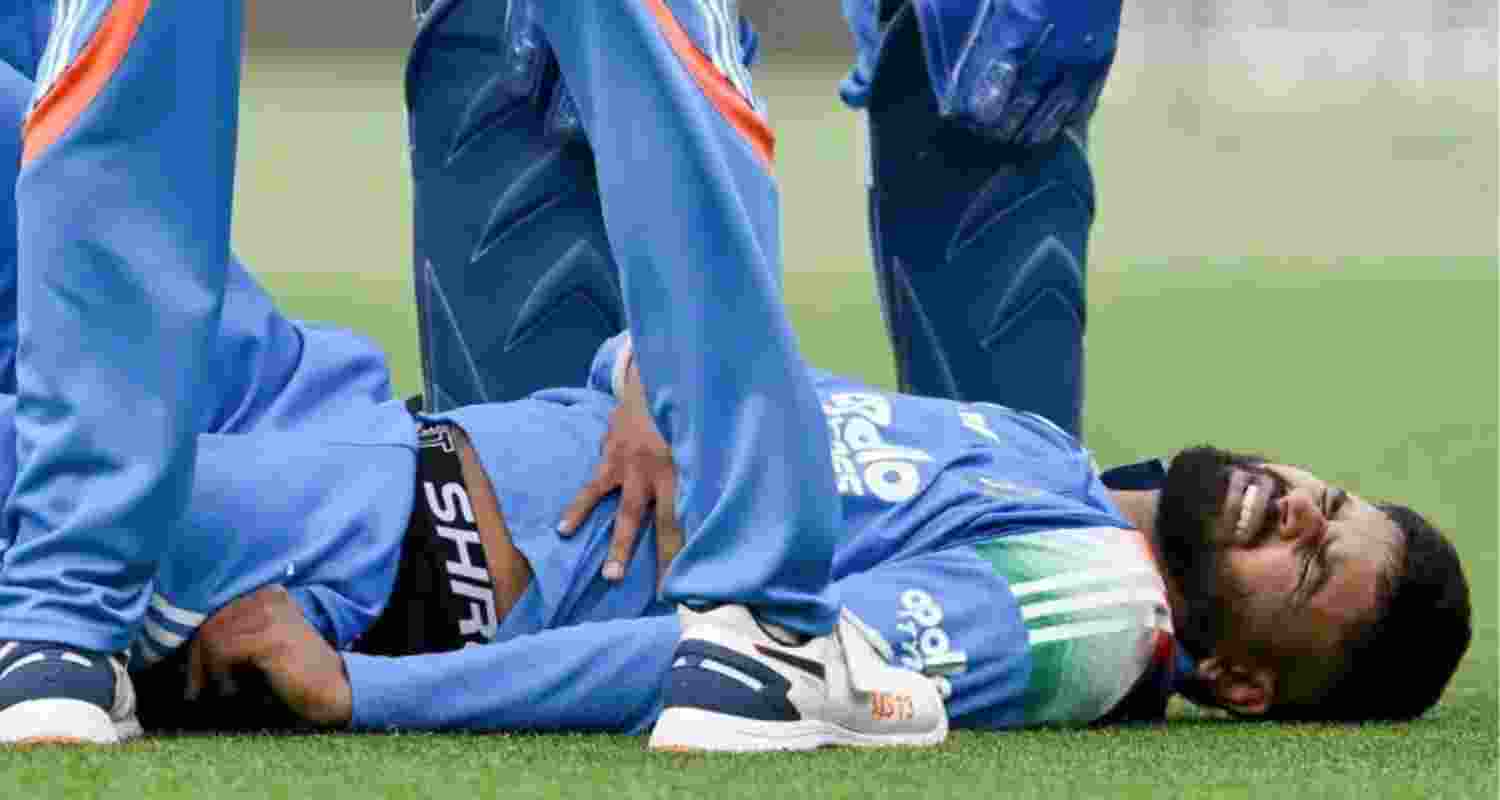 A file photograph of Shreyas Iyer after sustaining the injury in the third ODI match against Australia last Saturday.
