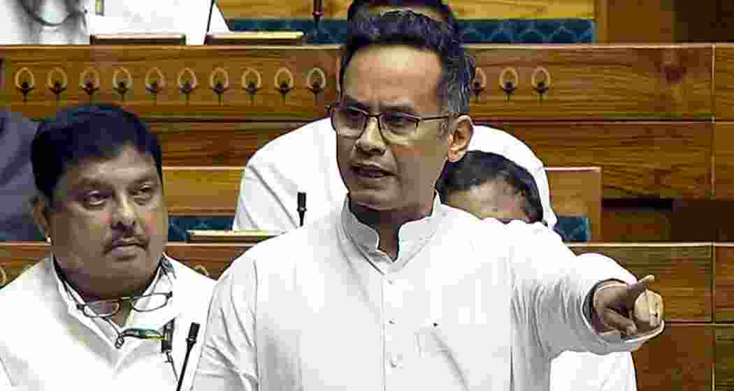 Congress MP Gaurav Gogoi addressing the Lok Sabha during the debate on Operation Sindoor on Monday.