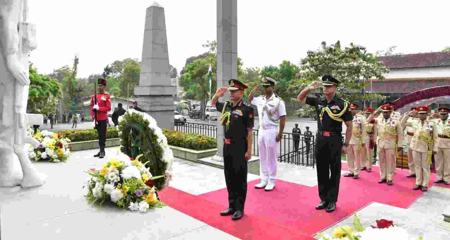 Army Chief Gen Upendra Dwivedi began his Sri Lanka visit by laying a wreath at the IPKF Memorial in Colombo. 