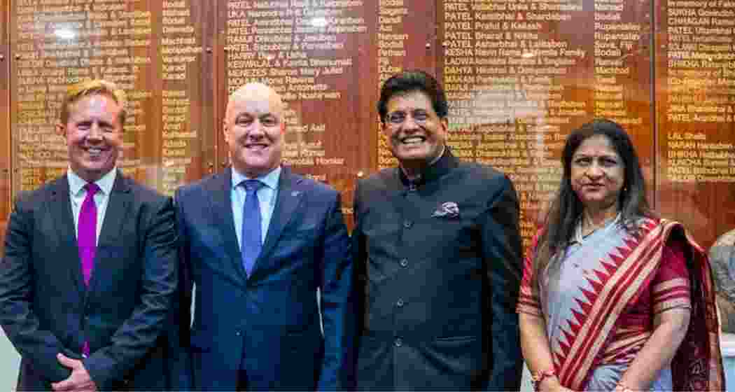 Union Commerce Minister Piyush Goyal with New Zealand counterpart Christopher Luxon and delegations after concluding the India-New Zealand FTA.