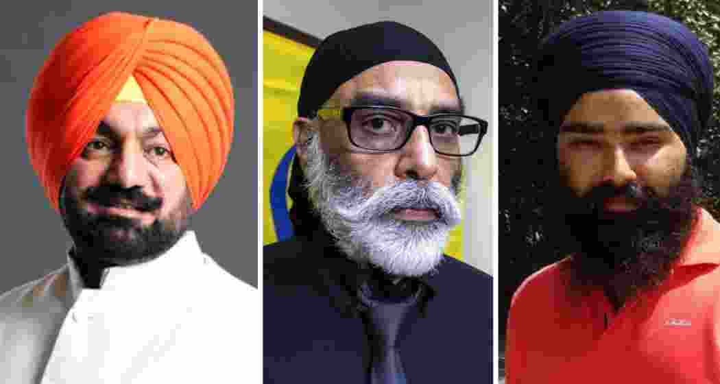 Senior BJP leader Sukhminderpal Singh Grewal (L) has issued a direct warning to Pakistan-based terrorists Gurpatwant Singh Pannun (C), founder of SFJ, and Harvinder Singh Rinda (R), an ISI-backed Babbar Khalsa operative.