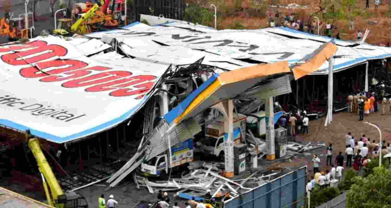 The hoarding that collapsed in Mumbai's suburban Ghatkopar claiming 16 lives.