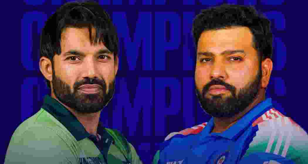 Pakistan captain, Mohammad Rizwan and Indian captain Rohit Sharma. Image: ICC/X.
