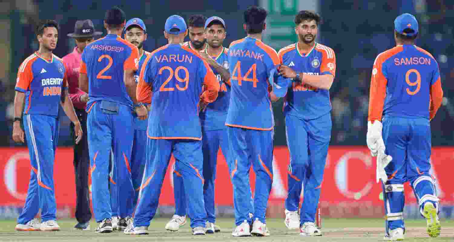Team India during the 2nd T20 match.