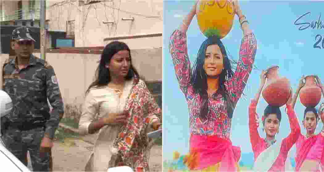 Jharkhand today Congress legislator Amba Prasad on her way to the ED office (left). A of the music video released by MLA Prasad (right). 