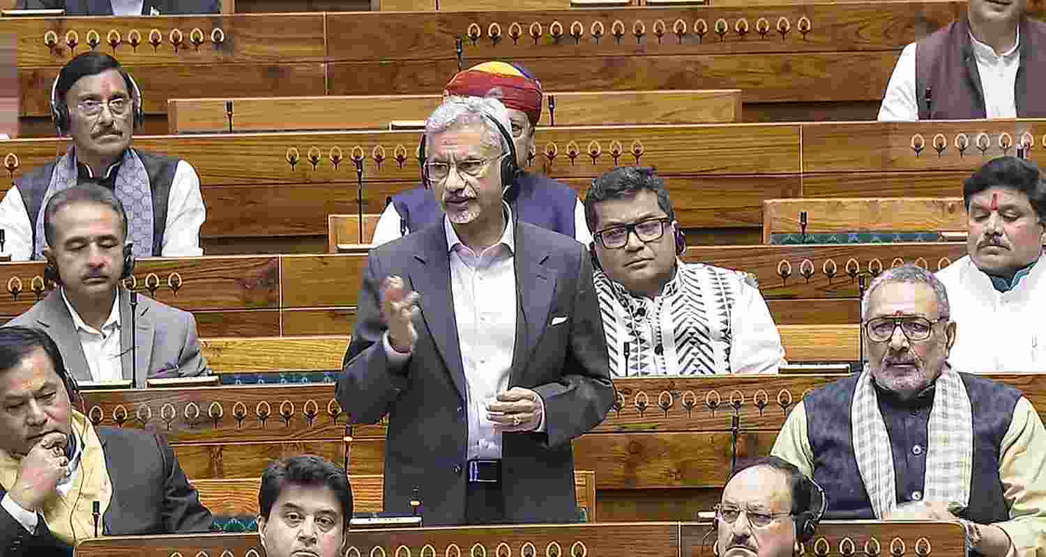 External Affairs Minister S Jaishankar speaks in the Lok Sabha during the Winter session of Parliament.   
