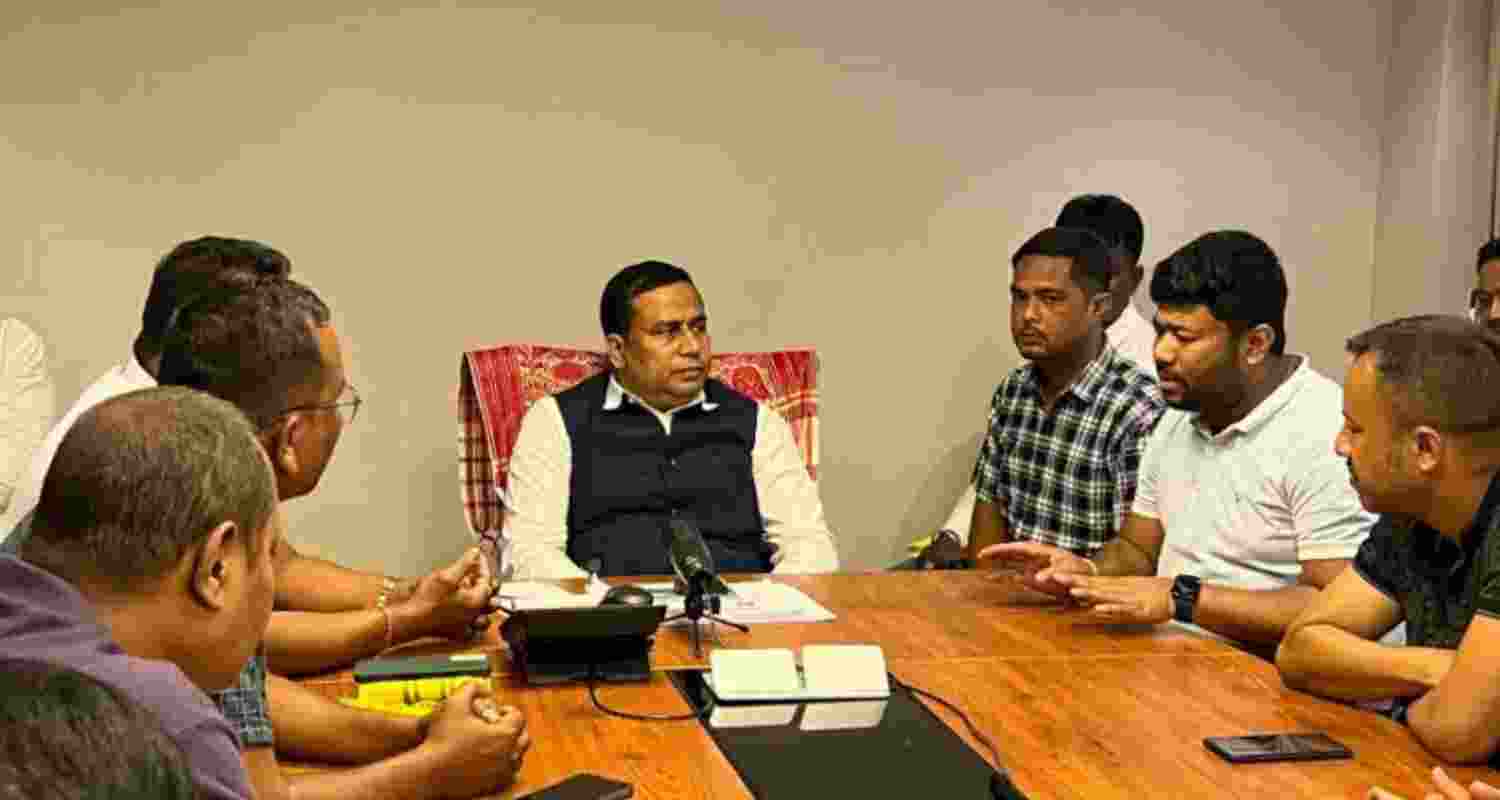 Assam Minister Jayanta Mallabaruah with representatives of organisations belonging to the Koch Rajbongshi community.