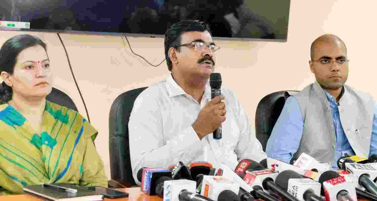 Chief Electoral Officer, Jharkhand K Ravi Kumar along with additional CEOs during a press conference in Ranchi on Tuesday. 