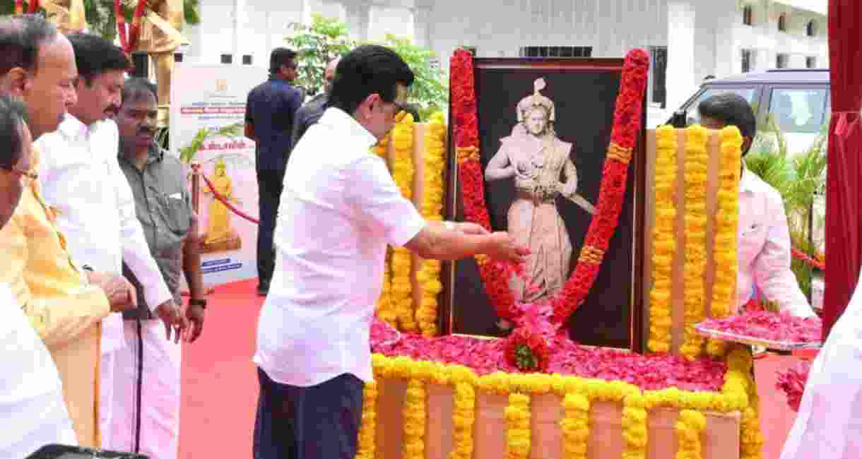 Tamil Nadu Chief Minister MK Stalin inaugurated a newly-installed statue of the freedom fighter Veeramangai Rani Velunachiar, set up at a cost of ₹50 lakh at the Gandhi Mandapam premises in Chennai, on Friday.